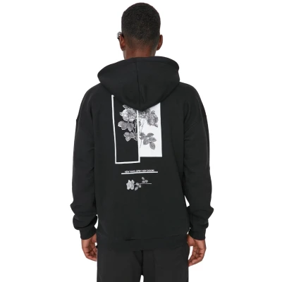 Afbeelding van Trendyol Beige Oversized/Wide Cut Fleece Met Capuchon/Warm Bloemenprint Sweatshirt Tmnaw22Sw1651