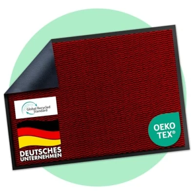 Afbeelding van Floordirekt Premium Deurmat voor entree, 120 x 180 cm, rood, vuilvangmat binnen en buiten, antislip wasbaar, hal, tapijt huisdeur, Sky Novo