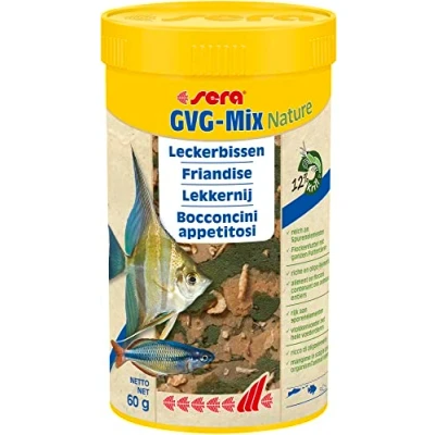 Afbeelding van Sera nature GVG mix 250 ml vlokken met rode muggenlarven, krill daphnia zonder bewaarmiddelen