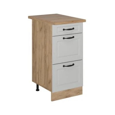 Afbeelding van Vicco Keukenonderkast R Line, Wit Landhuis/Krachtige Eik goud, 40 cm met laden, WB