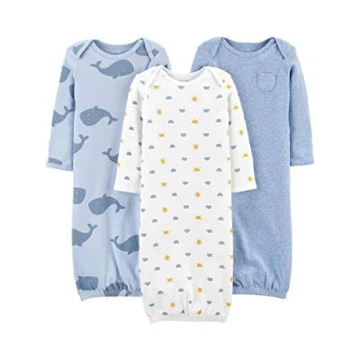 Afbeelding van Simple Joys by Carter&#039;s Nachtjurken voor babyjongens (Pack van 3), Heide/Strepen/Walvissen, 0 maanden