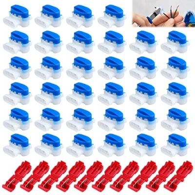 Afbeelding van 50 stuks kabelverbinders met gel, aansluitklemmen voor robotmaaier, waterdichte kabelklemmen, kabelconnectoren kabelconnector, compatibel Husqvarna Automower grasmaaier