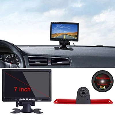 Afbeelding van 18 mm lens topkwaliteit achteruitrijcamera + 7 inch TFT LCD scherm, automonitor, remlicht auto, dak, voor Van dakcamera, Mercedes Benz Sprinter W906/VW Crafter Caravelle 2007 2015
