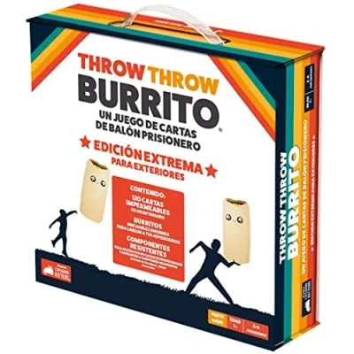 Afbeelding van Exploding Kittens Throw Burrito Extreme Outdoor Edition, spel voor gevangenbalfeesten, vanaf 7 jaar, 2 tot 6 spelers, 15 minuten per spel, Spaans