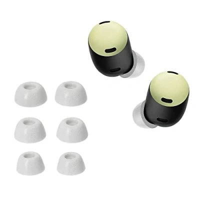 Afbeelding van kwmobile 6x cover voor oordopjes geschikt Google Pixel Buds Pro Van memory foam in wit Maat S, M en L