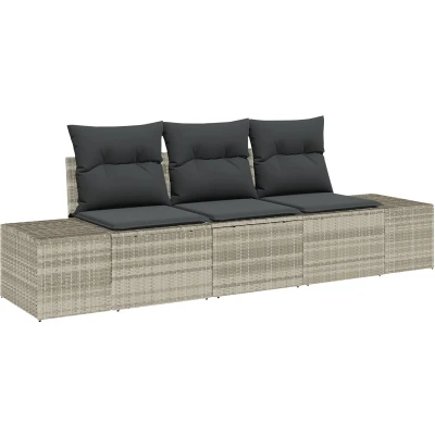 Afbeelding van vidaXL 3 delige Tuin Sofa Set met Kussens Licht Grijs Poly Rattan