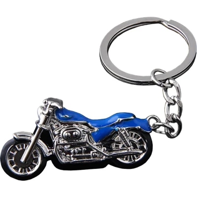 Afbeelding van Klassieke Motorfiets Sleutelhanger I Sleutelhouder Motor Chopper Retro Zilver/Blauw