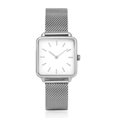 Afbeelding van LGT JWLS Dameshorloge &#039;Square&#039; Zilverkleurige Meshband, Wit Uurwerk, Kast
