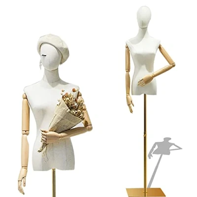 Afbeelding van Vrouwelijke Mannequin Torso Body Dress Vorm met Hoofd &amp; Verstelbare Metalen Stand, Paspop Mode voor Kleding Sieraden Display(kleur: B)