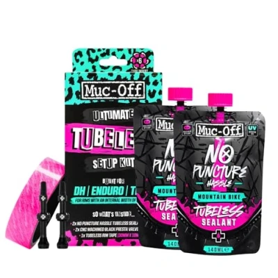 Afbeelding van Muc Off 20086 Ultimate Tubeless Setup Kit voor Ready Bikes, DH/Enduro Inclusief velgband, afdichtingspatches, ventielen en bandenafdichtmiddel