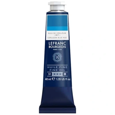 Afbeelding van Lefranc Bourgeois 301777 Fijne olieverf van uitstekende kwaliteit, lichtecht met een gelijkmatige consistentie, tube 40 ml, ideaal voor spieraammen, canvas, schilderbord Ceruleumblauwe kleur