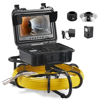 Afbeelding van VEVOR Inspectiecamera, 9 inch, 50 m, buiscamera, 1 megapixel, kanaalcamera, 720p, endoscoopcamera, 12 V, 4500 mAh, lithium accu, 6 uur, buisinspectiecamera, IP68, voor rioleringen, afvoersystemen