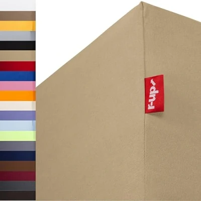 Afbeelding van r up Hoeslakens 180 x 200 220 tot 35 cm hoogte, vele kleuren, 100% katoen, 130 g/m², Oeko Tex, stressvrij, ook voor boxspringbedden (zand)