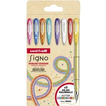 Afbeelding van roller Signo Glitter medium etui 8 stuks assorti