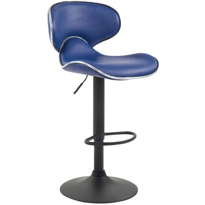 Afbeelding van Barkruk Notodden Kunstleer Zwart Frame Blauw