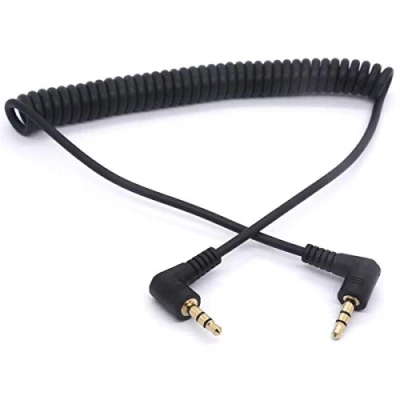 Afbeelding van OpenII Opgerolde 3.5mm Audio Kabel 90 Graden 3.5 TRS Hoofdtelefoon Adapter Aux Stereo Verlengsnoer