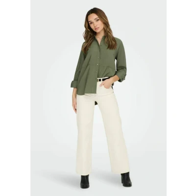 Afbeelding van JDY Lange Overhemdblouse, Dames, Maat: Medium, Khaki