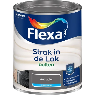 Afbeelding van flexa strak in de lak buitenlak zijdeglans 1026 antraciet 0.75 ltr