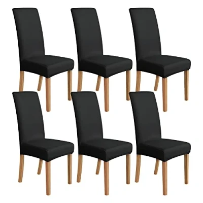 Afbeelding van Amazon Basics Stoelhoes, voor eetkamerstoelen, rekbaar, zwart, 6 stuks