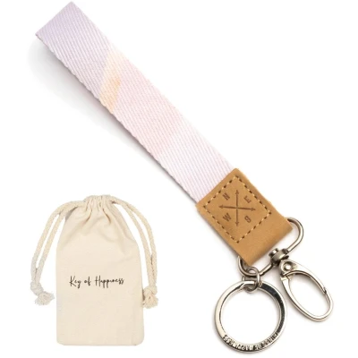 Afbeelding van Things of Happiness Korte lanyard met sleutelring en karabijnhaak voor dames heren Elegante sleutelhanger Klein cadeautje verjaardagen, Valentijnsdag Kerstmis (rosé/goud)