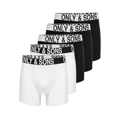 Afbeelding van Only &amp; Sons Onsfitz BOLD LOGO Trunk 5 PACK Onderbroeken, Heren, Maat: Small, Black