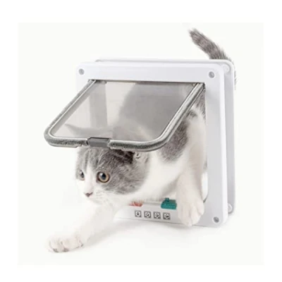 Afbeelding van Middelgrote kattendeur 19 x 20 5,5 cm, 4 weg vergrendelende kattenluikdeur, stille hondendeur, huisdierluik, eenvoudig te installeren, geschikt voor katten, katten en kittens..