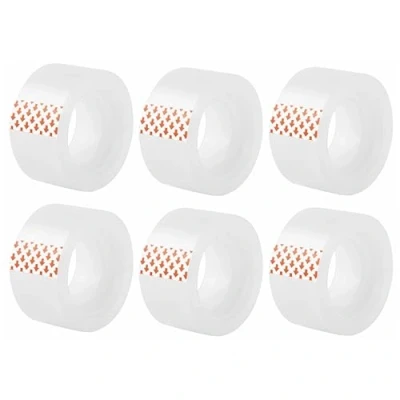 Afbeelding van D.RECT 6 stuks kantoortape, doorzichtig plakband, afmetingen 24 mm x 20 m, transparant plakband met sterke hechting