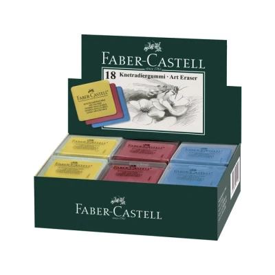 Afbeelding van Faber Castell kneedgum 18 stuks rood/geel/blauw FC 127321