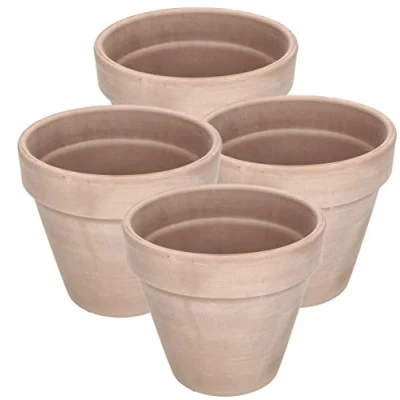 Afbeelding van KOTARBAU® Set van 4 bloempotten terracotta mokka, diameter 15 cm, bloempot met rand, voor binnen en tuin