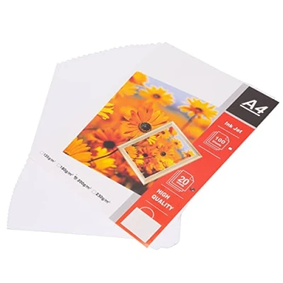 Afbeelding van A4 printerfotopapier, Mat Fotopapier voor Inkjetprinters, Glanzend Printerpapier Fotoafdrukken, Documentproductie, 8,3x11,7 Inch, 20 Vellen, Helderwit