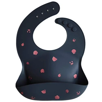 Afbeelding van Mushie siliconen slabbetjes voor peuters en baby&#039;s Slabbetje met lekbak BPA vrij waterdicht Veilige hoogwaardige wasbare slab verstelbare pasvorm Smoke