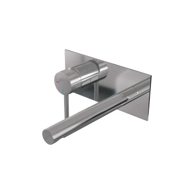 Afbeelding van BRAUER Chrome Carving inbouw wastafelmengkraan met rechte uitloop en afdekplaat model A2 chroom