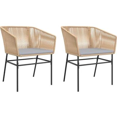 Afbeelding van Tuinstoelen 2 st met kussens poly rattan bruin