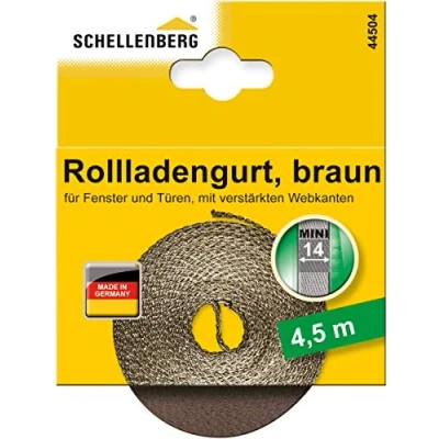 Afbeelding van Schellenberg 44504 rolluikriem 14 mm x 4,5 m systeem MINI, rolluikgordel, riem, rolluikband, bruin