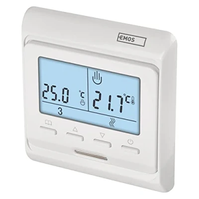 Afbeelding van EMOS Digitale kamerthermostaat voor vloerverwarming, programmeerbare klokken met instelbare hysterese, draadthermostaat incl. bodemsensor, kamertemperatuurregelaar inbouwmontage