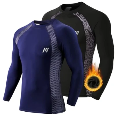 Afbeelding van MEETWEE Thermisch ondergoed voor heren, thermo T shirt, lange mouwen, functioneel compressieshirt, ademend, hardlopen, fitness, gym