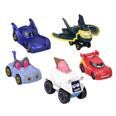 Afbeelding van Fisher Price DC Batwheels speelgoedauto&#039;s op schaal van 1:55 set 5, Bam Batmobiel Redbird Kitty Snowy &amp; Batwing, Batcast metalen voertuigen, 3 jaar en ouder, HML20