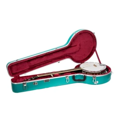 Afbeelding van Crossrock ABS Banjo koffer met rugzakriemen Mintblauwe matte afwerking voor 5 snarige resonator &amp; tenor pluche interieur, slot, gegoten hardshell