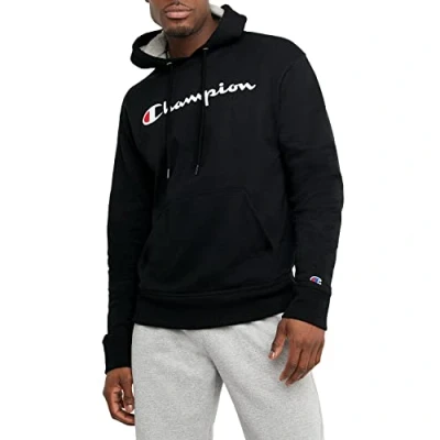 Afbeelding van Champion Grafisch Powerblend Fleece Capuchon Sweatshirt voor heren, Zwart/Kampioen Script, XXL
