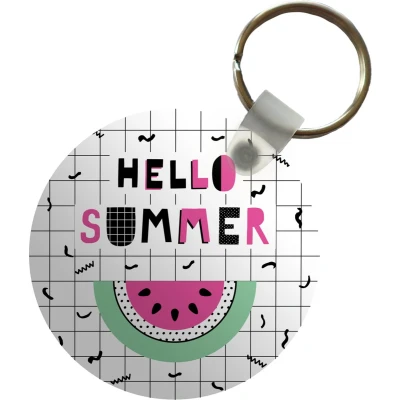 Afbeelding van Sleutelhanger Zomer Quotes Confetti Plastic Rond Uitdeelcadeautjes