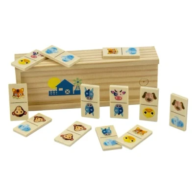 Afbeelding van Science4you Domino spel voor kinderen, van hout met kleurrijke diermotieven, houten spelletjes kinderen vanaf 3 jaar, cadeau meisjes en jongens jaar