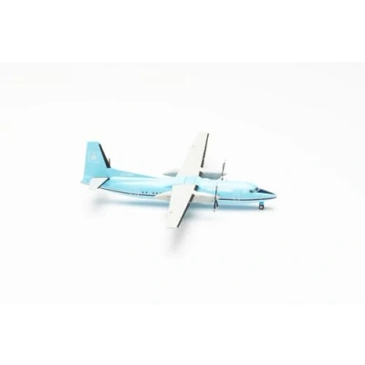 Afbeelding van Herpa vliegtuig model Maersk Air Fokker 50 OY MMT schaal 1:200 voor verzamelaars, miniatuur deco, metaal met onderstel