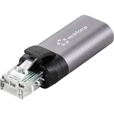 Afbeelding van Renkforce RJ45 / USB C Netwerk Adapter [1x stekker 1x bus] Antraciet grijs