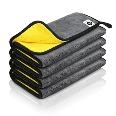 Afbeelding van Ganzoo Microvezeldoeken, microvezelreinigingsdoeken, premium microvezeldoek, autopolijst 30 x 60 cm, droogdoeken, auto onderhoud, GSM 800, extreem absorberend, set van 4