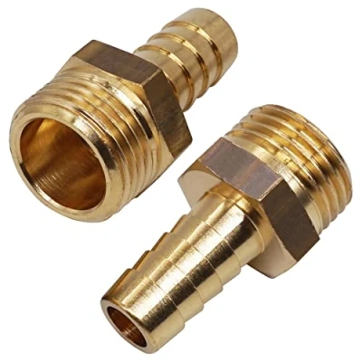 Afbeelding van SKIR&#039;CO 2 stuks mannelijke schroefdraad weerhaak messing fitting 1/2&quot; x 12 mm, slang prikkeldraad adapter, slangstaart connector, BSP
