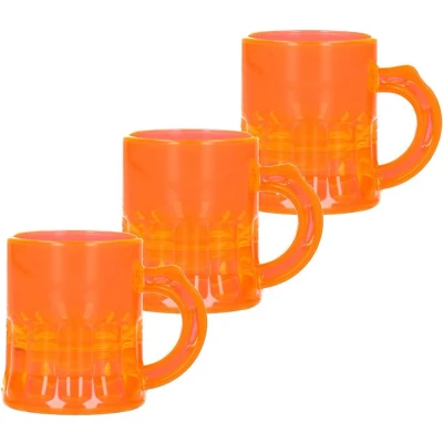Afbeelding van 12x Shotglas bierpul fluor oranje UV 2,5cl Shotglaasjes