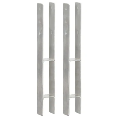 Afbeelding van Grondankers 2 st 7x6x60 cm gegalvaniseerd staal zilverkleurig