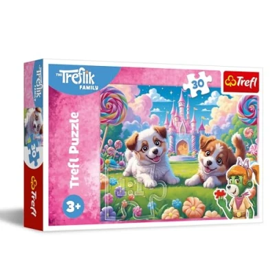 Afbeelding van Trefl The Treflik Family, dag Een Wereld vol Glimlach puzzel met 30 Stukjes Kleurrijke honden, Creatief Vermaak, Leuk voor kinderen vanaf 3 jaar