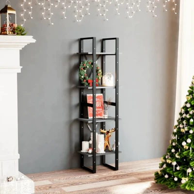 Afbeelding van Boekenkast met 4 schappen 40x30x140 cm massief grenenhout grijs