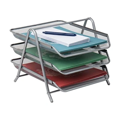 Afbeelding van Mind Reader Bureau organizer met 3 verschuifbare vakken voor brieven, documenten, e mail, papier